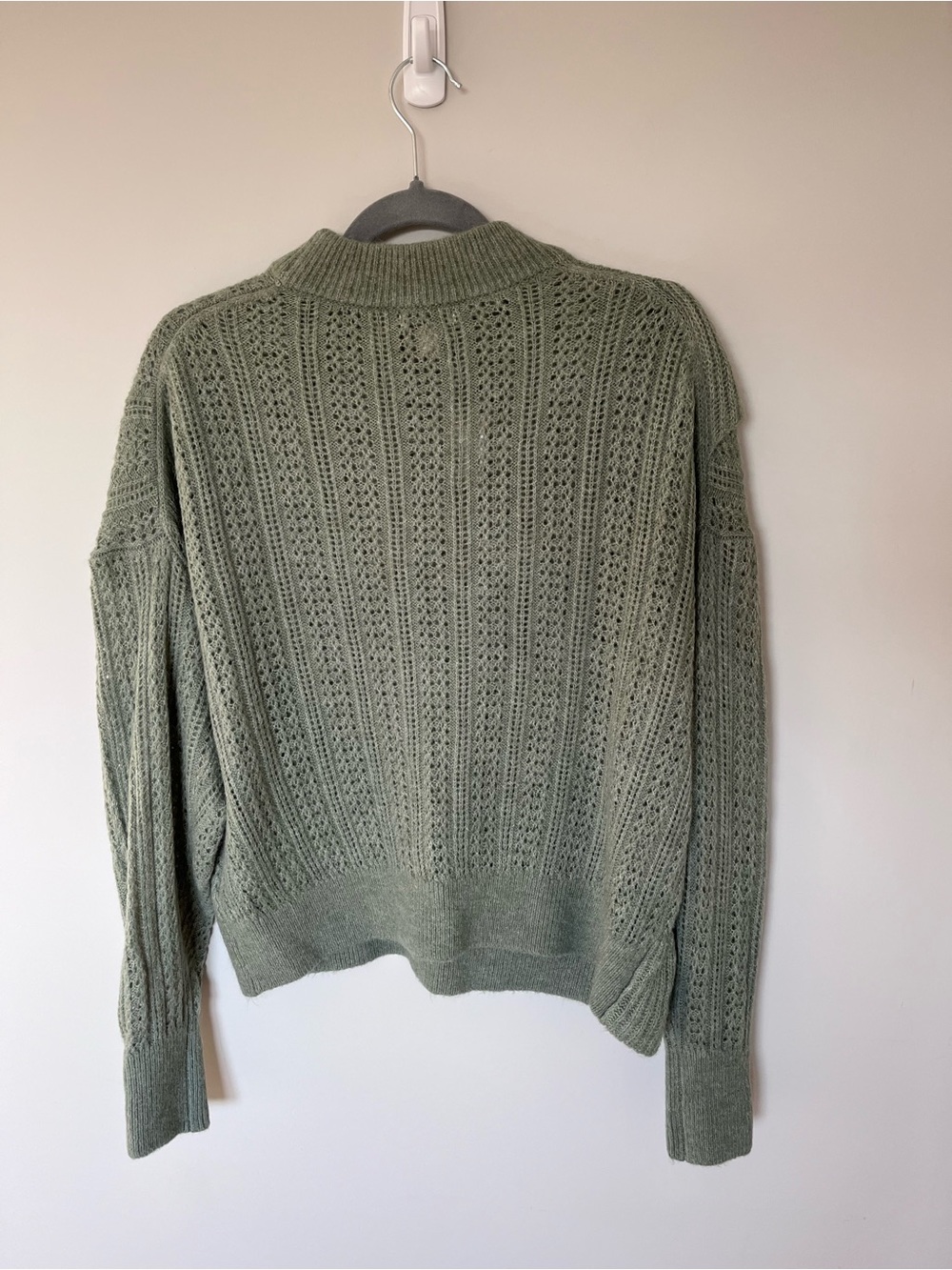 RW&CO NWT Sz L Asymmetrical Ruffle Open Knit Sweater Feminine Soft Girl Romantic - Picture 3 of 7